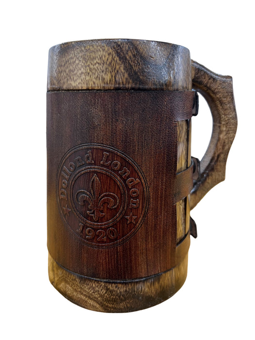 Handmade Leather Wrapped Hand Carved Rustic Wood Mug Viking Beer Stein Tankard Mug Unique Table Kitchen and Bar Decor