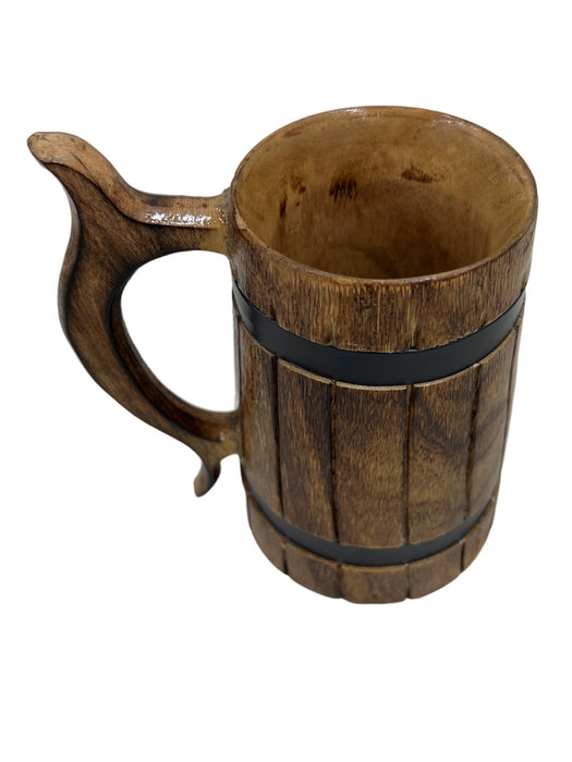 Handmade Wooden Rustic Beer Mug W/Unique Handle Drinking Tea Coffee Wine Beer Hot Drinks