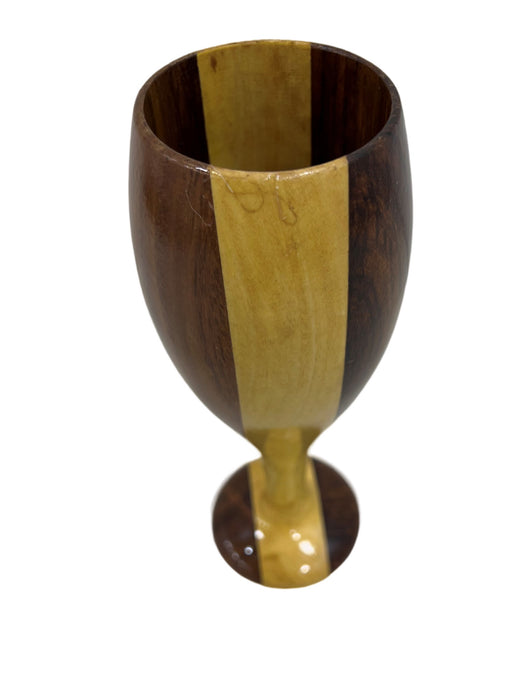 Handmade Wooden Goblet Mango and Teak Wood Wine Drinking Glass Light and Dark Brown