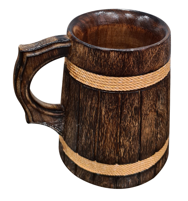 Ancient Rustic Handmade Engraved Unique Design Wooden Beer Mug Medieval Inspired Souvenir Wood Tankard Groomsmen Beverage Stein Drinkaware Mug