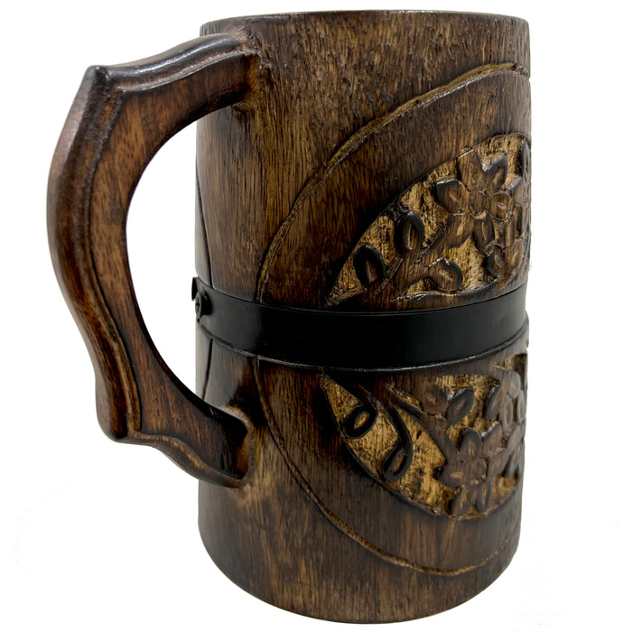 Ancient Handmade Wooden Drinking Mug Tankard Stein Crafted Ideal For Beer