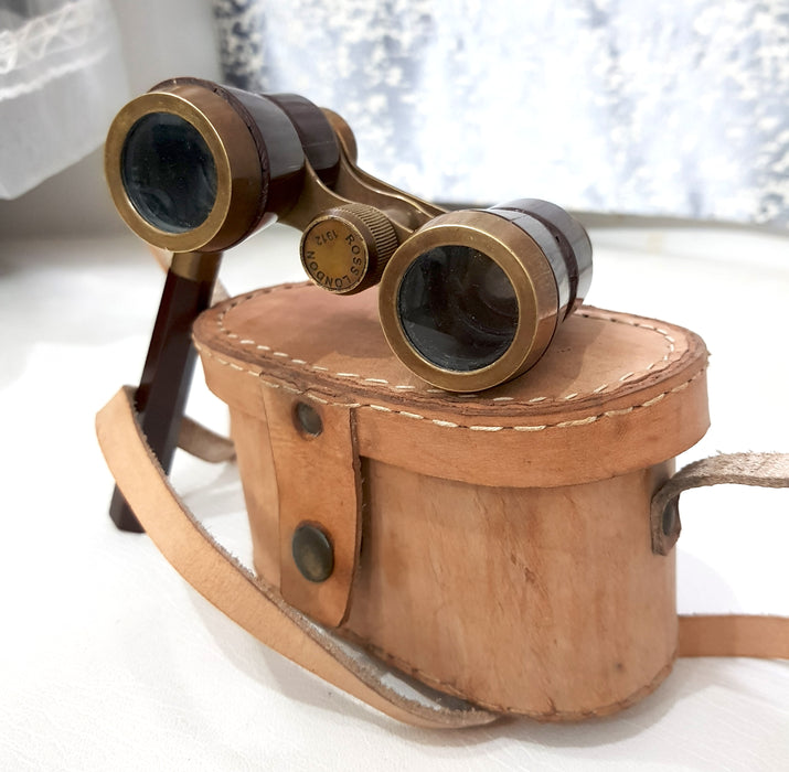 Handmade Monocular Nautical Authentic Gift Article Vintage Decorative Brass Binocular Leather Case Antique - Unique Collection