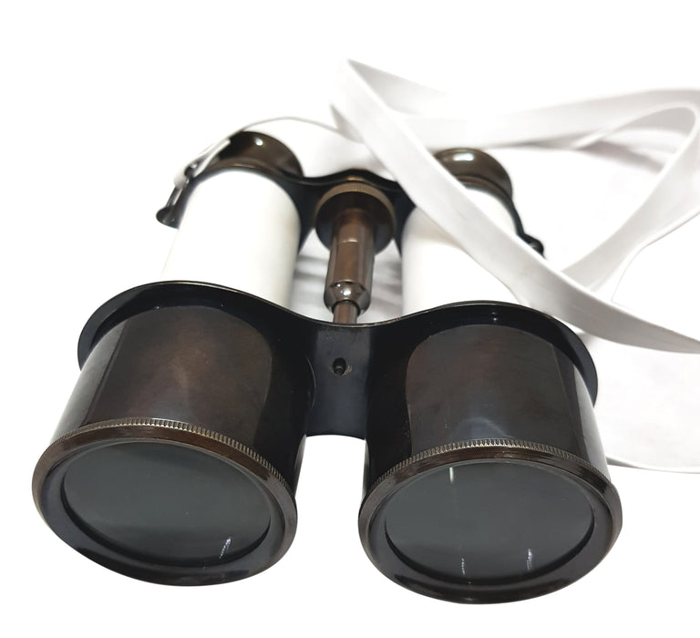 Black and White James Bond Brass Binocular with Royal Leather Case Nautical Action Monocular - collectiblesBuy