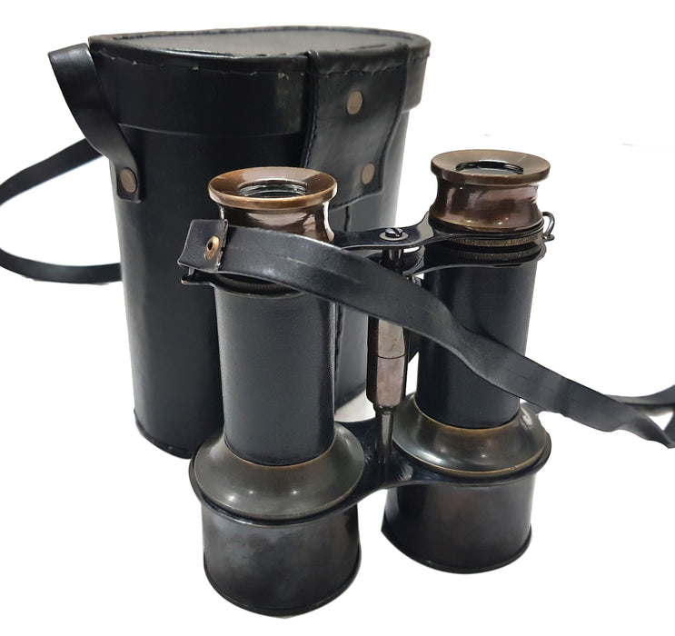 Antique Handmade Functional Nautical United States of America New Premium Version Black Commando Binoculars Vintage Black Binocular and Black Leather case
