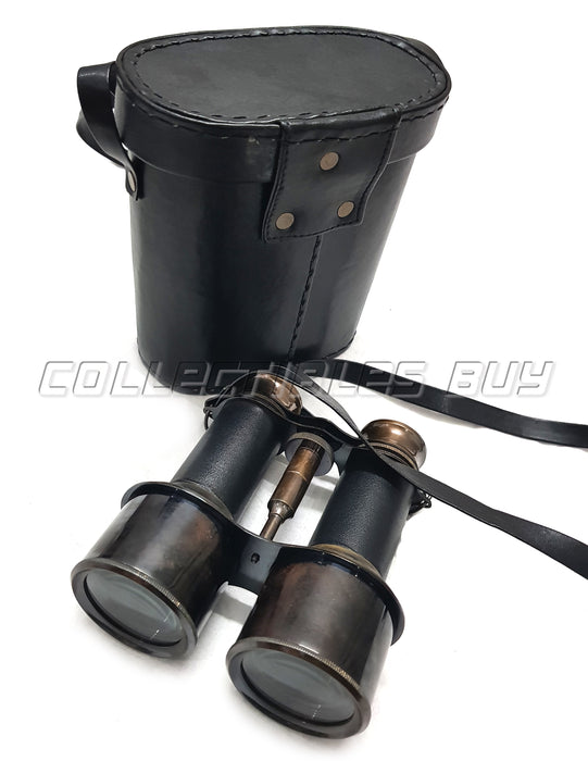 Antique Handmade Functional Nautical United States of America New Premium Version Black Commando Binoculars Vintage Black Binocular and Black Leather case