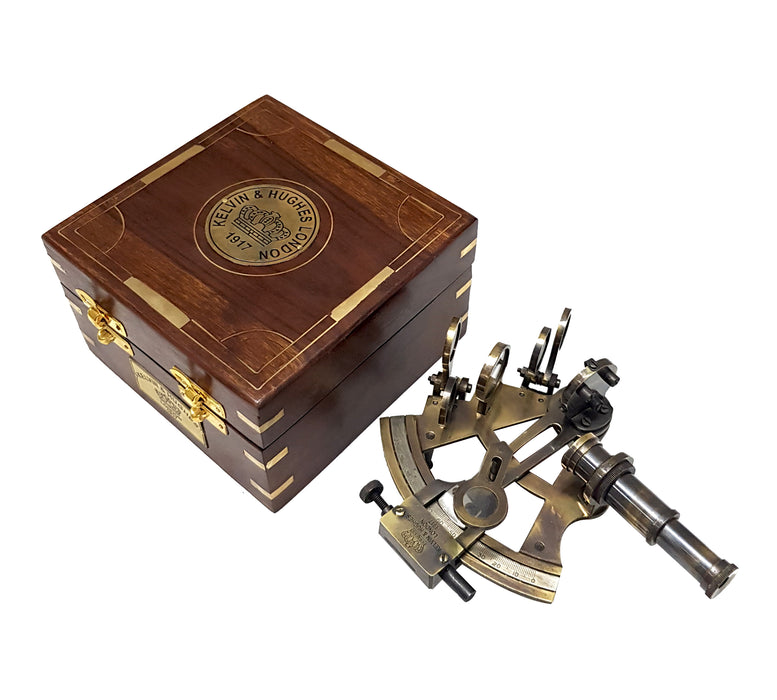 Antique Educational Sextants Marine Navigational Instrument Vintage Brass Sextant with Wooden Box 5 inch Nautical Collector