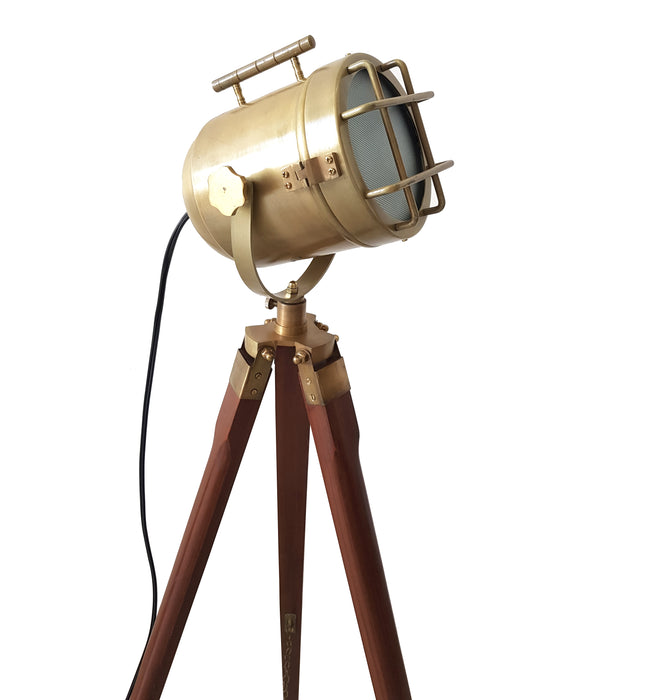 collectiblesBuy Tripod Floor Lamp Theater Spotlight Studio Lighting Home Decor Vintage Brass Antique Searchlight with Stand LED Wooden