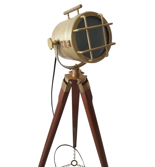 collectiblesBuy Tripod Floor Lamp Theater Spotlight Studio Lighting Home Decor Vintage Brass Antique Searchlight with Stand LED Wooden
