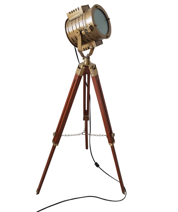 collectiblesBuy Antique Finish Floor Standing Brass Searchlight with Adjustable Tripod Antique Studio LED Floor Lamp Home Decor