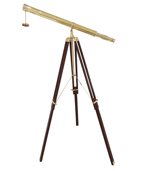 Vintage Solid Brass Nautical Port Marine Navy Telescope Single Barrel Brass Finish & Brown (Single Barrel Telescope (Height:65" Inches))