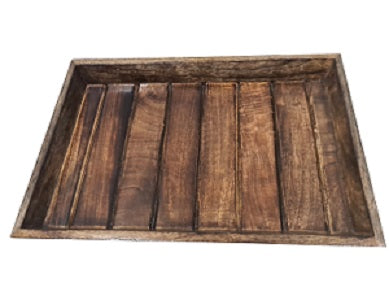 Handmade Large Rectangular Wood Ottoman Breakfast Wooden Serving Table Tray Multipurpose Counter-Top Organizer Rustic Finish Kitchen and Dining Décor