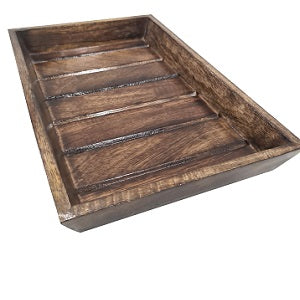 Handmade Large Rectangular Wood Ottoman Breakfast Wooden Serving Table Tray Multipurpose Counter-Top Organizer Rustic Finish Kitchen and Dining Décor