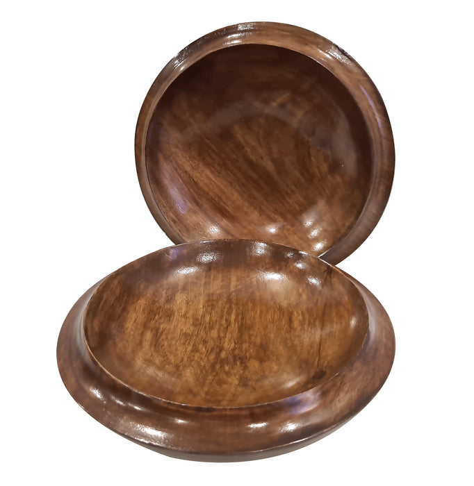 Rustic Round Nesting Handmade Wood Serving Salad Bowl Eco- Friendly Set Sustainable Snacks & Fruit Bowl - Set of 2
