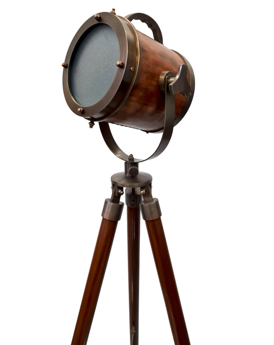 collectiblesBuy Vintage Searchlight Lamp Studio Electric Corded Lamp for Living Room Antique Vintage Wooden Floor Standing Searchlight LED Tripod Floor