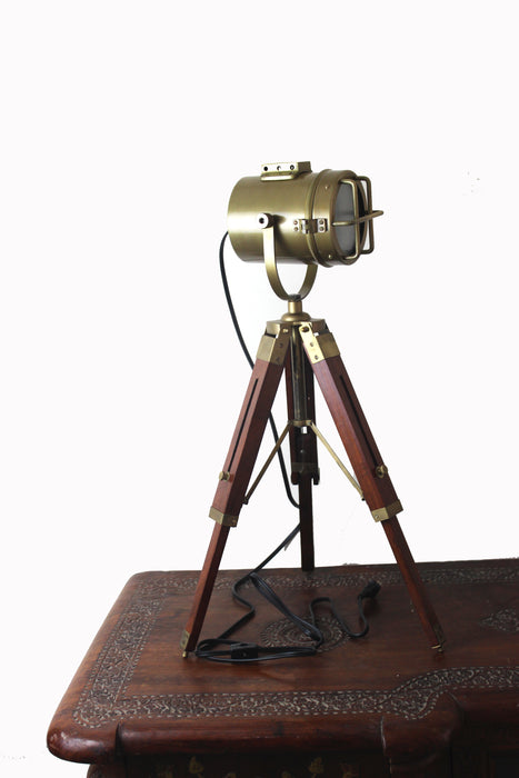 THORINSTRUMENTS (with device) Vintage MariSmall Desk Lamp Maritime Antique Finish Brown Tripod Nautical Ship Desk Lamp Rustic Vintage Home Decor Gifts