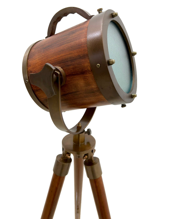 collectiblesBuy Vintage Searchlight Lamp Studio Electric Corded Lamp for Living Room Antique Vintage Wooden Floor Standing Searchlight LED Tripod Floor