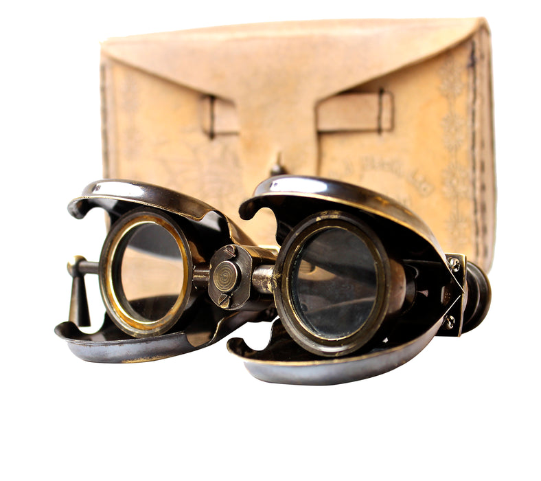 Marvellous Brass Binocular Collectibles Nautical Instrument R & J Beck Natural Brown Leather Case Vintage Classic Marine Spy Glass Antique 1857
