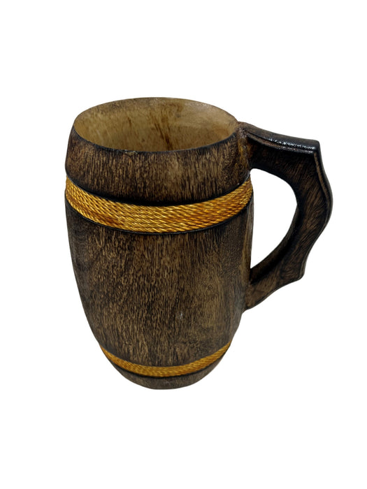 Handmade Wooden Beer Mug Natural Mango Wood - Eco-Friendly Antique Barrel Coffee Tea Cup Brown Wooden Tankard Gift