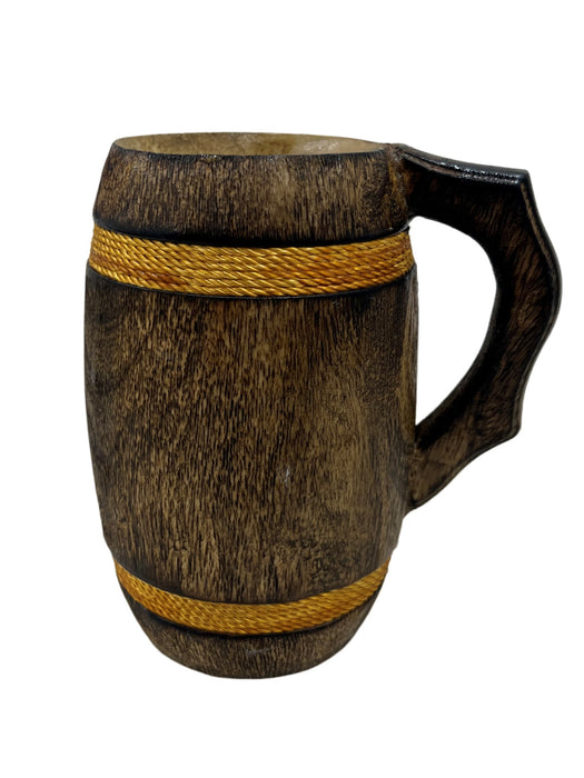 Handmade Wooden Beer Mug Natural Mango Wood - Eco-Friendly Antique Barrel Coffee Tea Cup Brown Wooden Tankard Gift