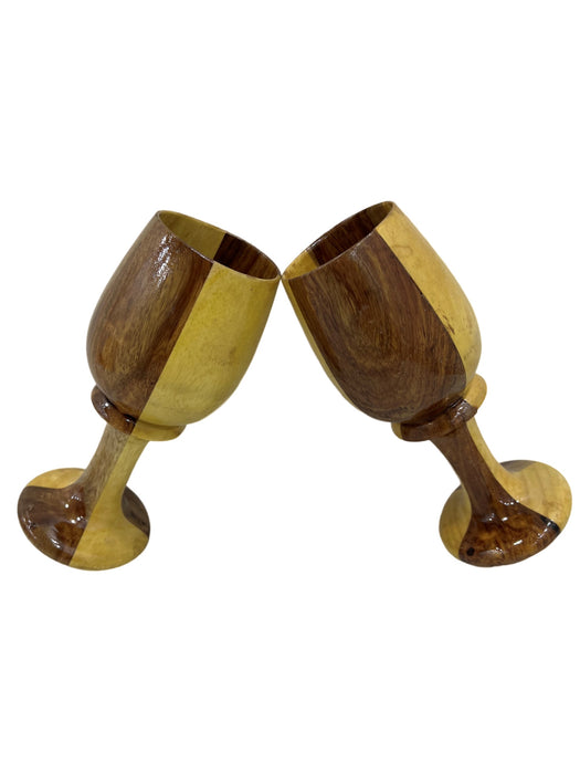 Handcrafted Wooden Goblet Drinking Chalice Solid Durable Wooden Glasses Wine, Cold Beverages, Ice Cream