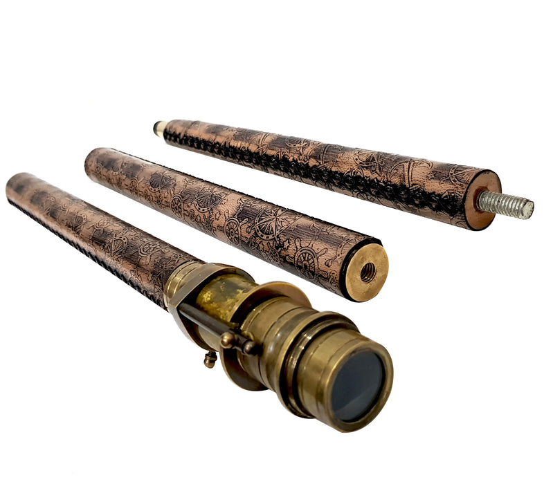 Royal Antique Compass Telescope  Vintage Antique Victorian Walking Stick Telescope Compass On Top Spyglass Handle Steampunk Walking Cane Walking Stick Nautical Solid Wooden Cane Party Theme