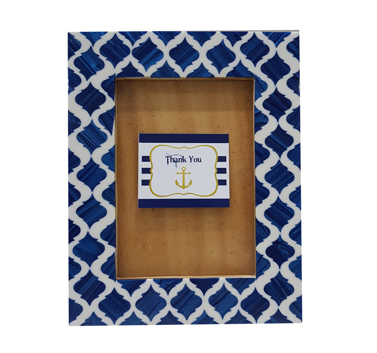 Handmade Bone Inlay Photo picture frame Blue sapphire Moroccan Design Wooden wall hanging table top frames ,5 X 7 inch ,Blue