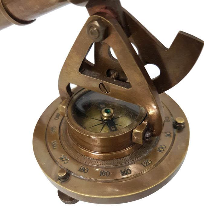 Antique Brass Nautical Alidade Telescope Compass Surveying Theodolite Marine Home/Office Table Decor Antique Survey Transit Telescope Instrument Compass
