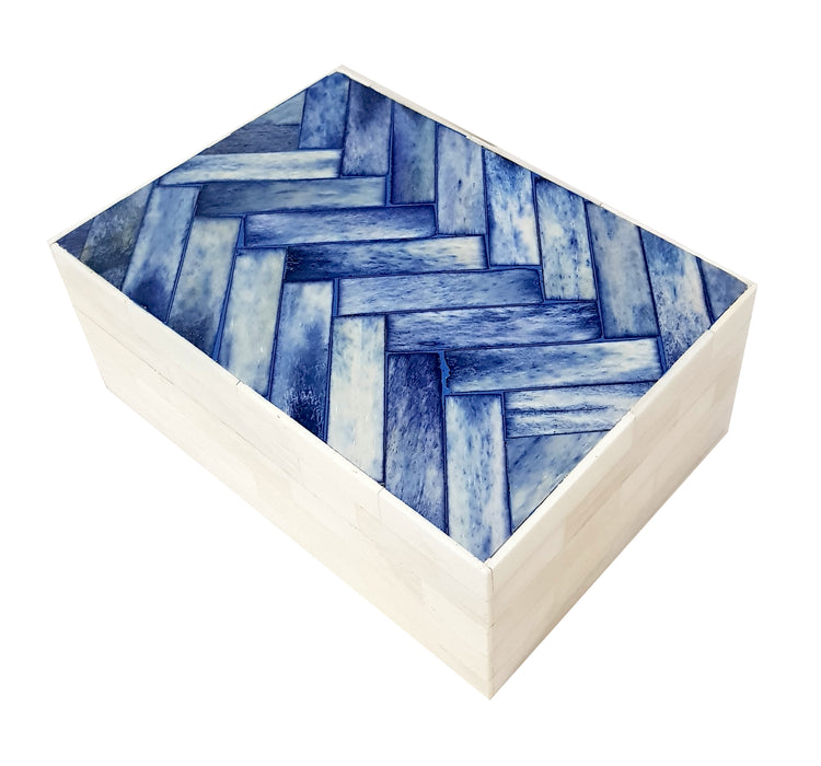Handmade Jewelry/Storage Box Bone Inlay Chevron Mosaic Pattern Keepsake Decorative Box