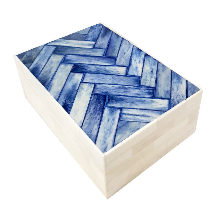 Handmade Jewelry/Storage Box Bone Inlay Chevron Mosaic Pattern Keepsake Decorative Box