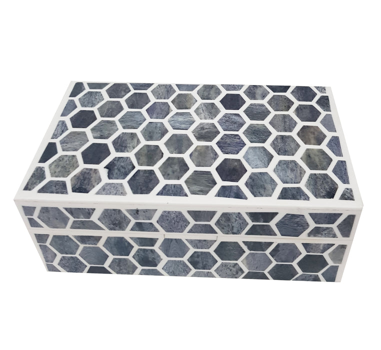 Antique Handcrafted Grey Bone Inlay Decorative Box Premium Home Decor Big storage box, 7X5X4 , Grey