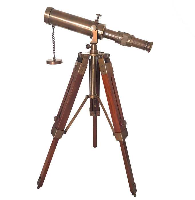 Antique Telescope with Tripod Vintage Brass décor Table Top Wooden Nautical Maritime Home Office
