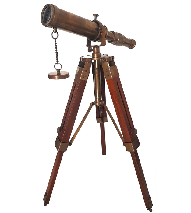 Antique Telescope with Tripod Vintage Brass décor Table Top Wooden Nautical Maritime Home Office