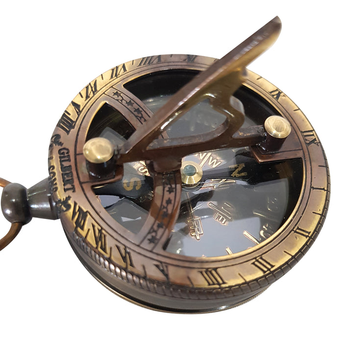 Nautical Antique Style Marine Compass Brass Finish Engravable Brass Pocket Sundial Compass