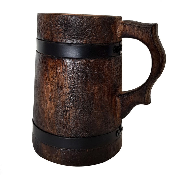 Handmade Ancient Wooden Beer Mug Tankard Stein Crafted Coffee Tea Mug