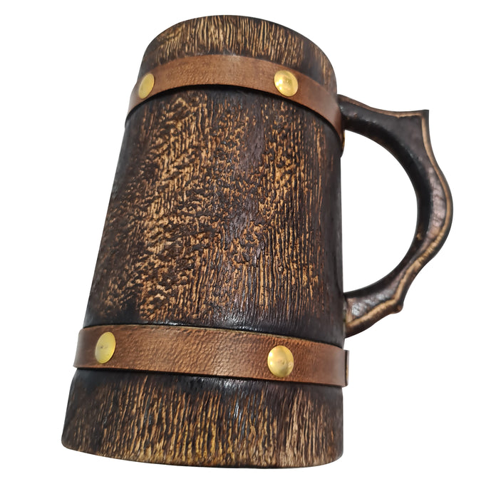 Medieval Inspired Antique Wooden Beer Mug Wood Tankard Coffee Stein Groomsmen Gift Idea Eco- Friendly