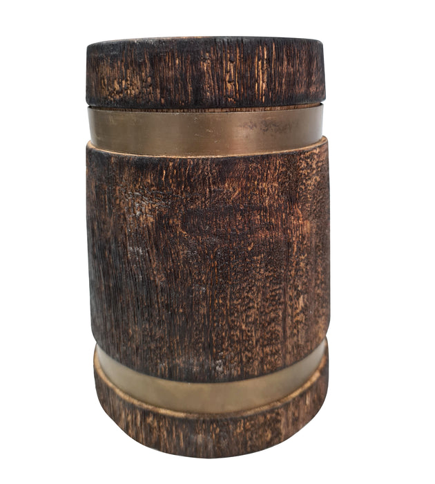 Antique Retro Rustic Brown Handmade Wood Beer Mug 400 ML Medieval Inspired Souvenir Metal Strap Tankard Hot Cold Beverages