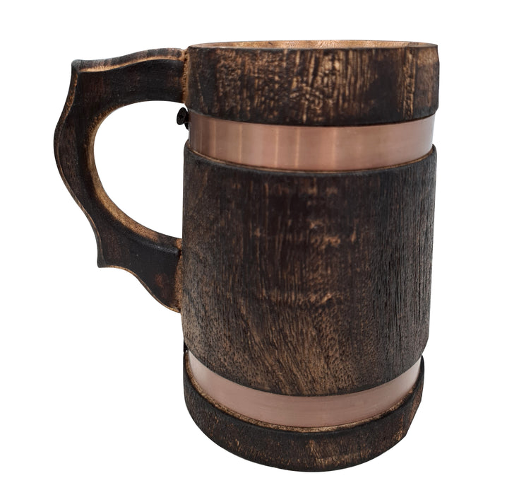 Medieval Handmade Wooden Beer Mug Antique Brown Eco-friendly Beer Tankard Coffee Tea Drinkware Stein