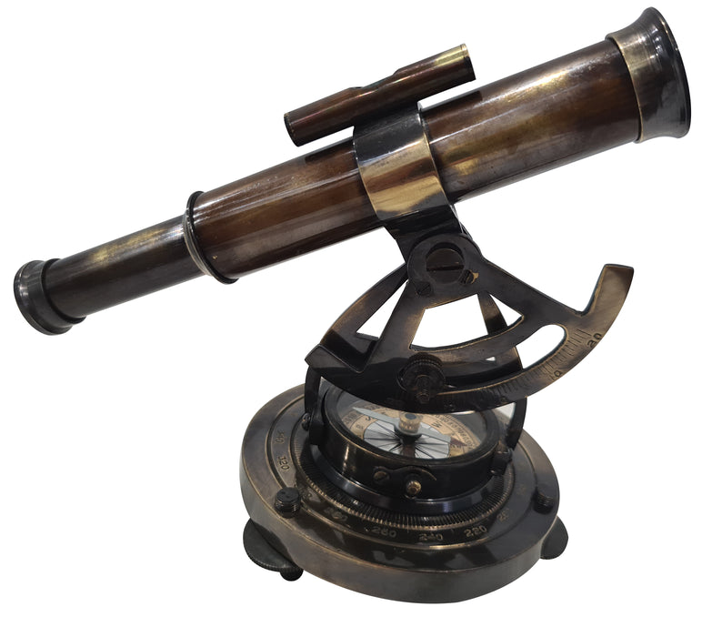 Antique Vintage Nautical Collectible Design Surveyor Navigation Instrument Theodolite Alidade Telescope Compass