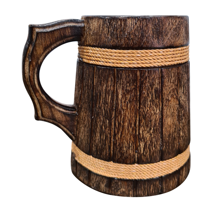 Ancient Rustic Handmade Engraved Unique Design Wooden Beer Mug Medieval Inspired Souvenir Wood Tankard Groomsmen Beverage Stein Drinkaware Mug