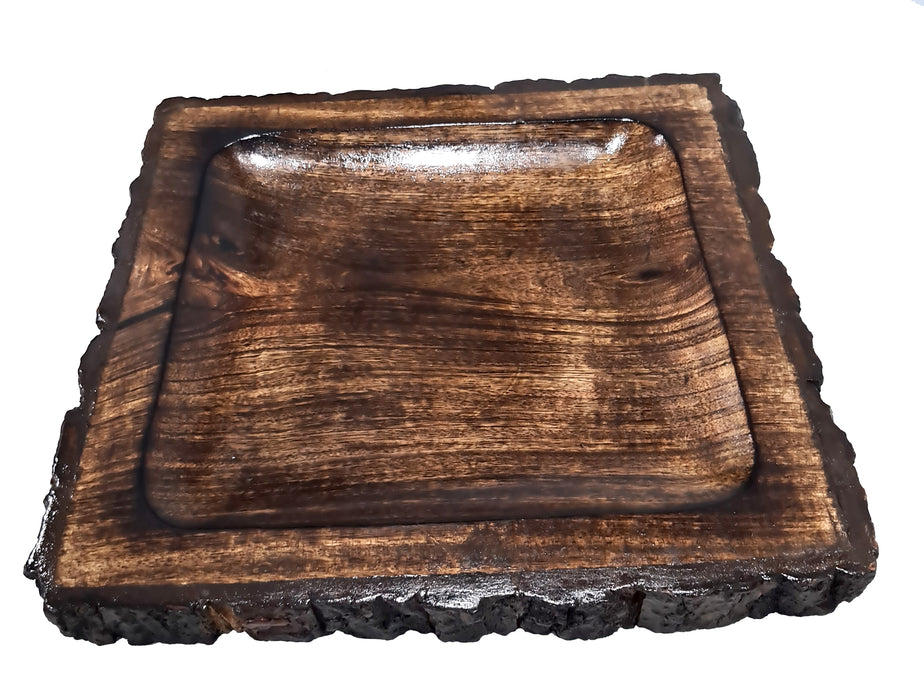Multipurpose Antique Vintage Solid Mango Wood Serving Tray Decorative Housewarming Gift Wooden Serving Platter Square Home and Kitchen Decor