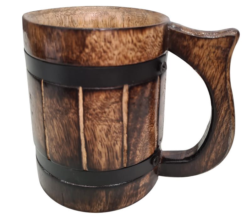 Antique Wooden Hand Carved Coffee Mug Rustic Medieval Tankard For Beverages Groomsmen Gift