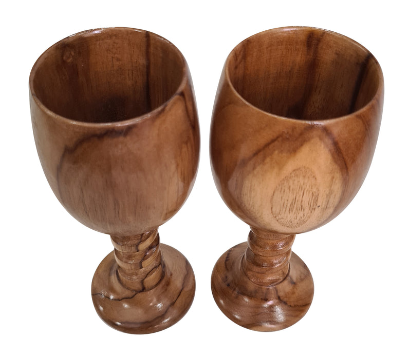 Natural Wooden Wine Chalice Rustic Drinkware Goblet Cup Handmade Eco-friendly Wine Glass Set of 2