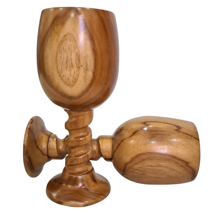 Natural Wooden Wine Chalice Rustic Drinkware Goblet Cup Handmade Eco-friendly Wine Glass Set of 2