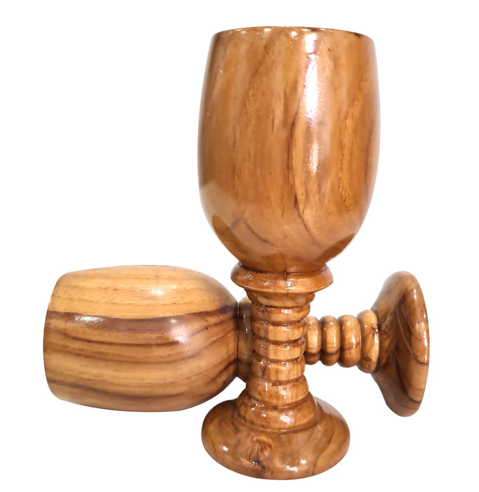 Handmade Wine Cup Eco-Friendly Toasting Glass Vintage Style Natural Wooden Drinking Goblet Set of 2