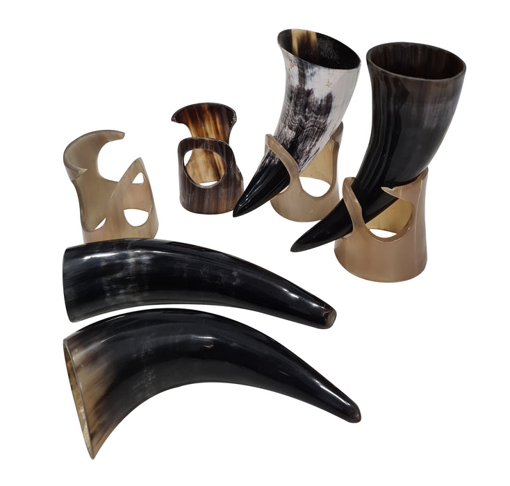 Medieval Inspired Viking Drinking Horn With Stand Ancient Mead Ale Cup Food Safe Ceremonial Drinking Vessel Set of 4