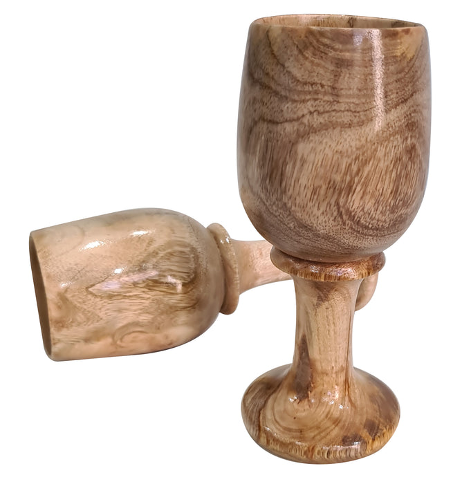Rustic Wooden Chalice Set of 2 Wood Goblet Kitchen Gift & Home Decor Handcrafted Wooden Goblet Drinking Wine Beer Ale Glass