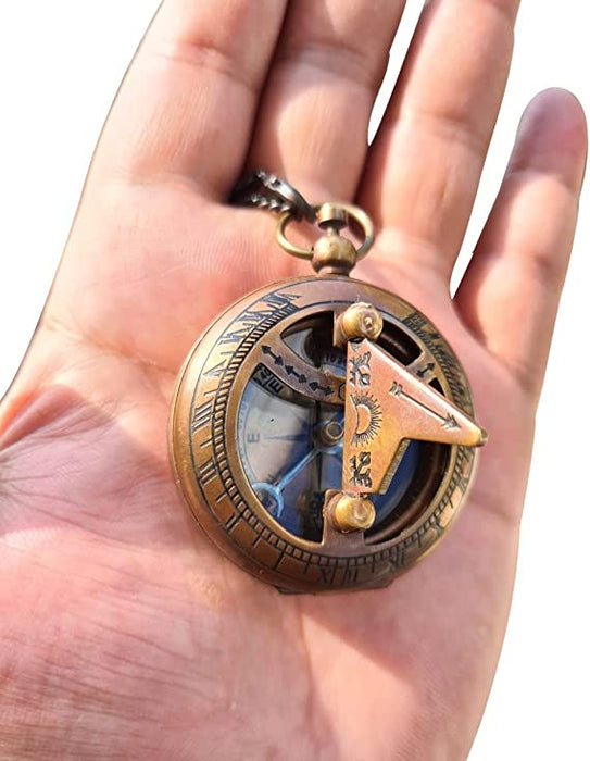 Maritime Collectible Pocket Portable Magnetic Nautical Vintage Pocket Compass with Chain
