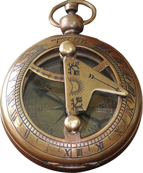 Maritime Collectible Pocket Portable Magnetic Nautical Vintage Pocket Compass with Chain