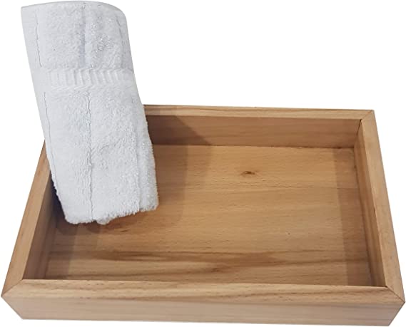 Handmade Brown Wooden Towel Holder Vanity Tray Natural Steam Beech Guest Bathroom Accessory Tray