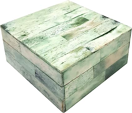 A Vintage Small Portable Wooden Bone Inlay Jewelry Box Classical Antique Collection Premium KeepSake Storage Box For Small Things, Green